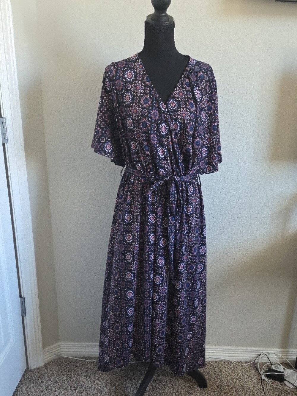 East Adeline Dia & Co Boho Faux Wrap Midi Dress Floral Medallion Plus Size 1X